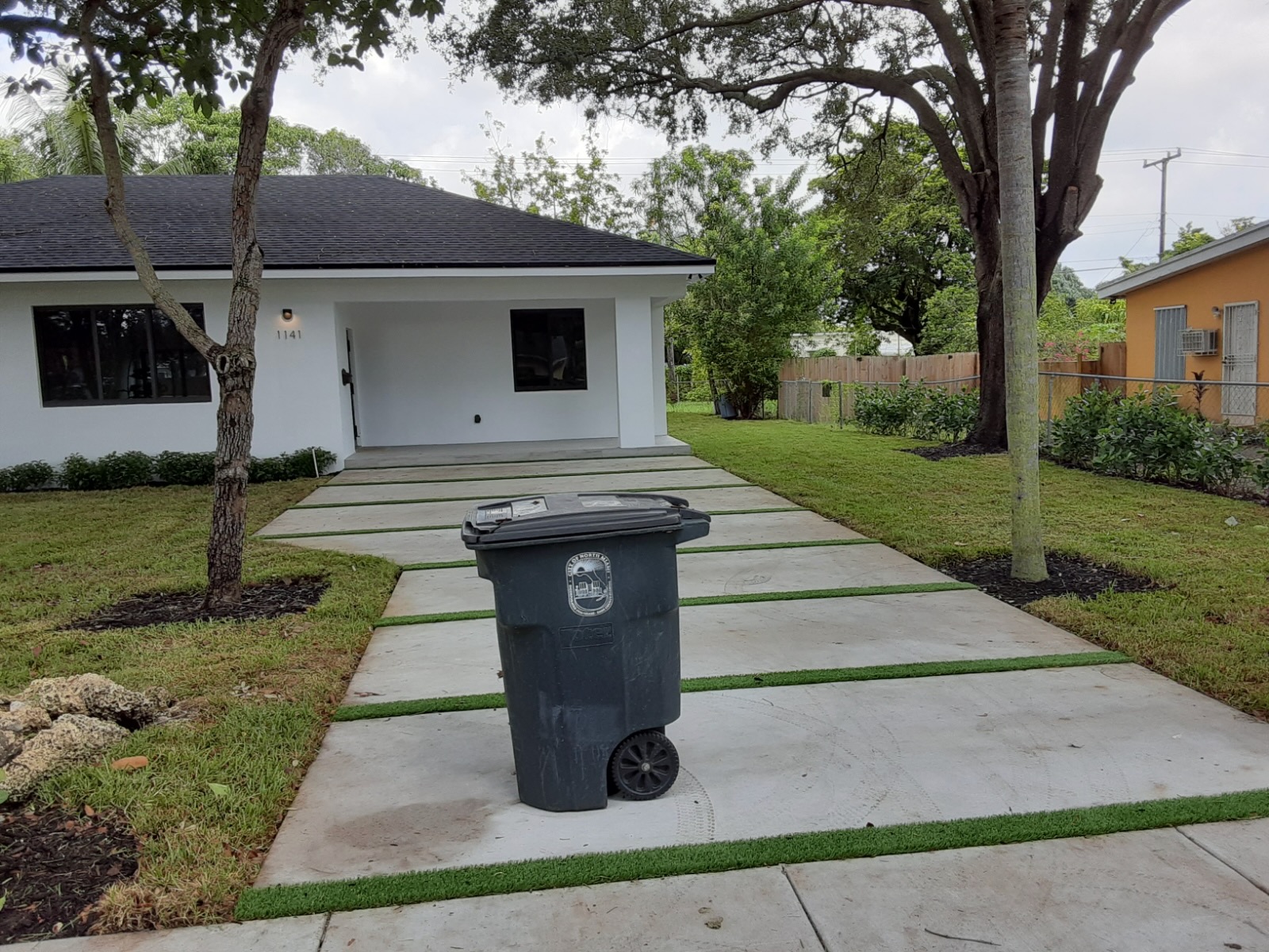 Driveway and front yard detail